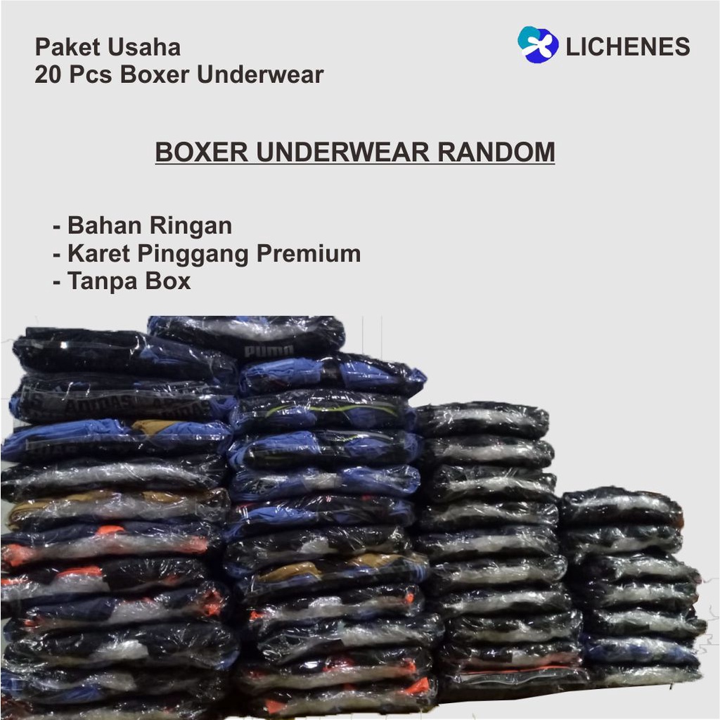 Celana Dalam Boxer Pria (Paket Usaha 20 pcs)