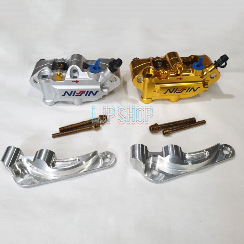 PAKET KALIPER 4 PISTON NSSN PLUS BREKET YAMAHA MIO FINO XEON PIRINGAN 220MM