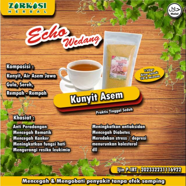 

Kunyit asem "Echo Wedang" Minuman herbal dengan komposisi rempah-rempah pilihan