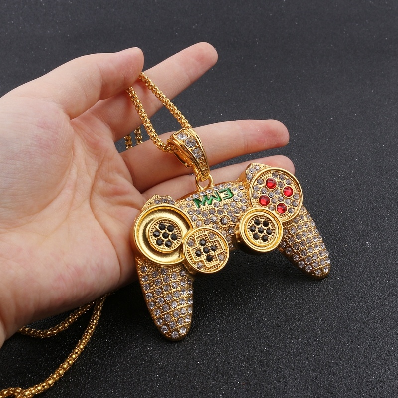 Kalung Liontin Gagang Game Bahan Zircon Gaya Hip Hop Untuk Pria