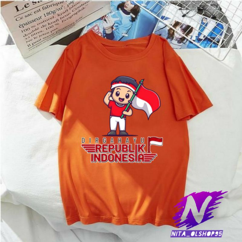 kaos anak dirgahayu Indonesia baju anak 17san animasi 17 agustusan