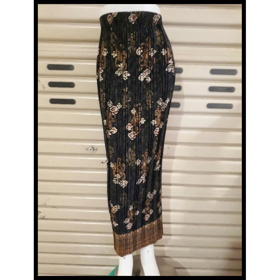 SALE Rok Plisket Batik Jeane Rok Panjang Jumbo - Hitam, All Size TERPERCAYA