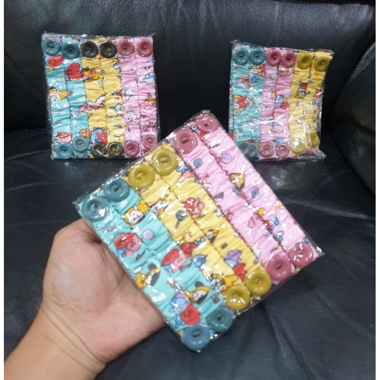 MOTIF BT21 KONEKTOR MASKER ANAK MODEL KANCING