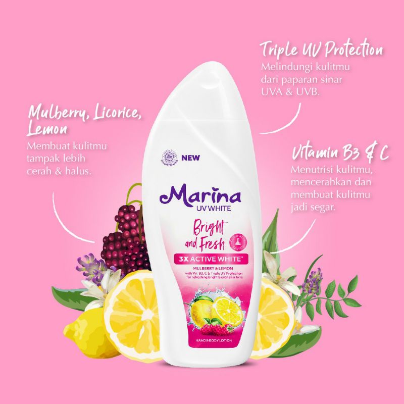 MARINA Hand & Body Lotion UV White 460ml | Healthy Glow - Bright Fresh - Hydro Cool