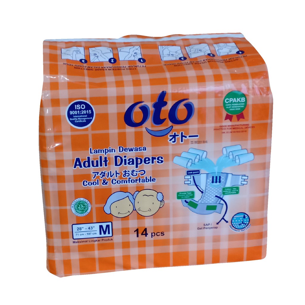 OTO Popok Dewasa model Lem Perekat Adult Diapers size M / L isi 14 pcs