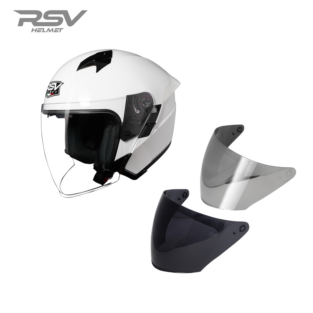 HELM RSV SV300 WHITE GLOSSY BUNDLING VISOR DARKSMOKE / IRIDIUM SILVER