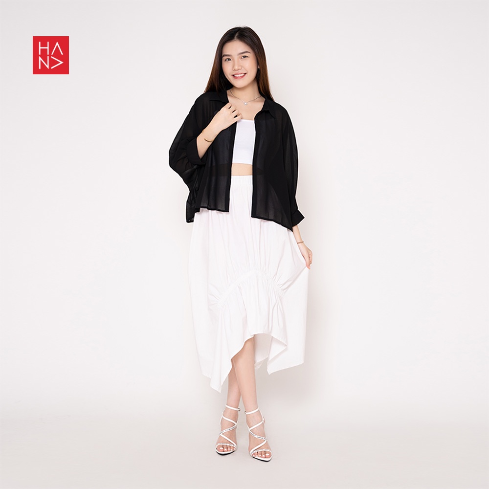 (COD) HanaFashion - Felecia Basic Outer Atasan Wanita  - SB144-Black