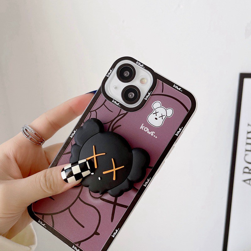 Cool！Violent Bear Popsocket Soft Case iP iPhone 11 12 13 Pro Max 6 6S 7 8 + Plus X XR SE 2020 XS Max Casing