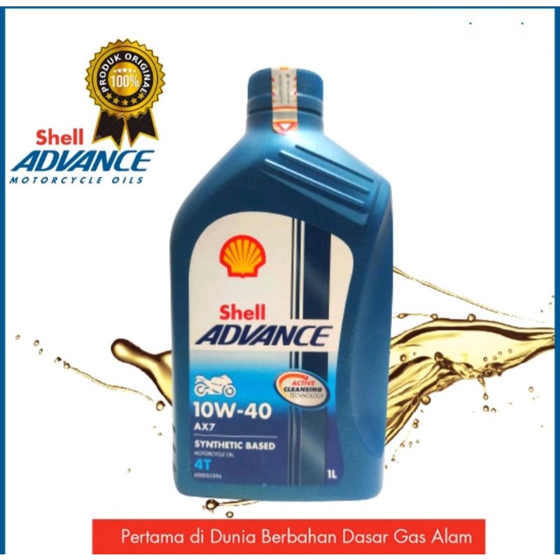 Oil Shell Advance AX7 4T synthetic based motorcycle oil 10W40 1L Original