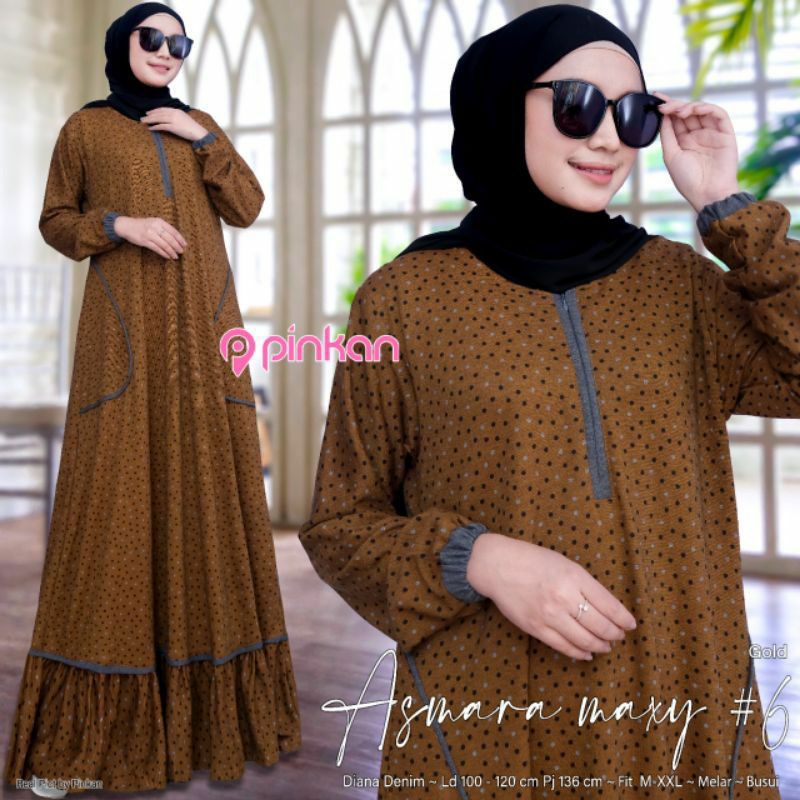 BHL - Gamis Wanita Muslimah Terbaru Premium Bahan Diana Denim Asmara Maxy #6 by Pinkan Fashion Hijab Solo