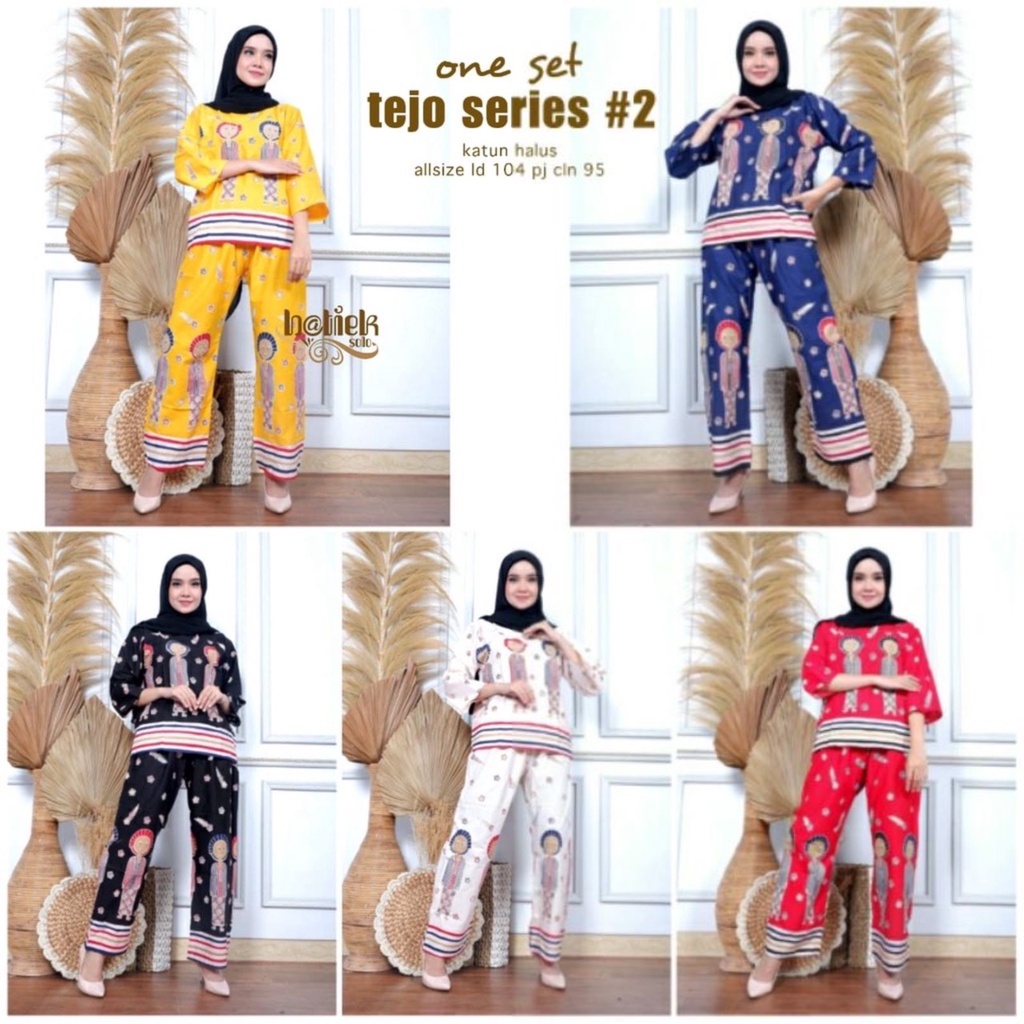 PREMIUM One Set Tejo Series #2 Katun Setelan Mami Polos 5 Warna Celana Panjang All Size Wanita Kain Batik Simbok Karakter Lucu Jamu Gendong Kekinian Kondangan Modern Viral