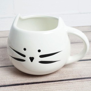 MUG KERAMIK  GELAS  AIR MINUM KOPI CAT  KUCING WHITE BLACK 