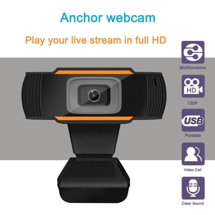 Webcam USB Kamera Microphone Built-In HD FHD Untuk PC Komputer