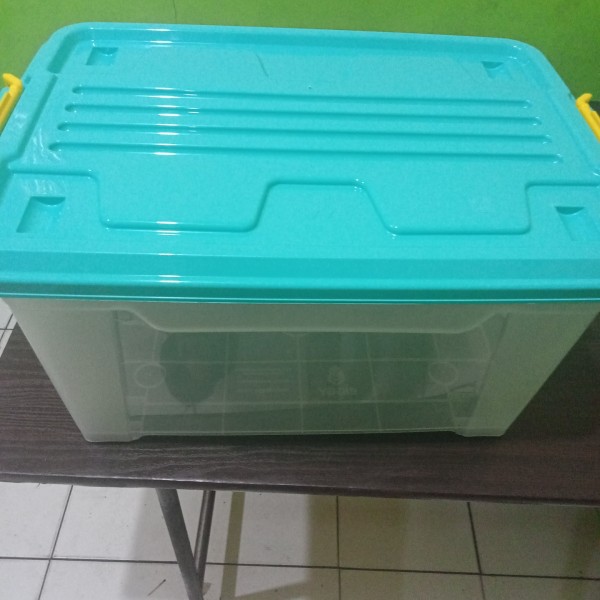 Storage Box Container CB 45 Liter Ezy Kontainer Transparan Bening Kualitas Shinpo Sky Rak Susun Baju