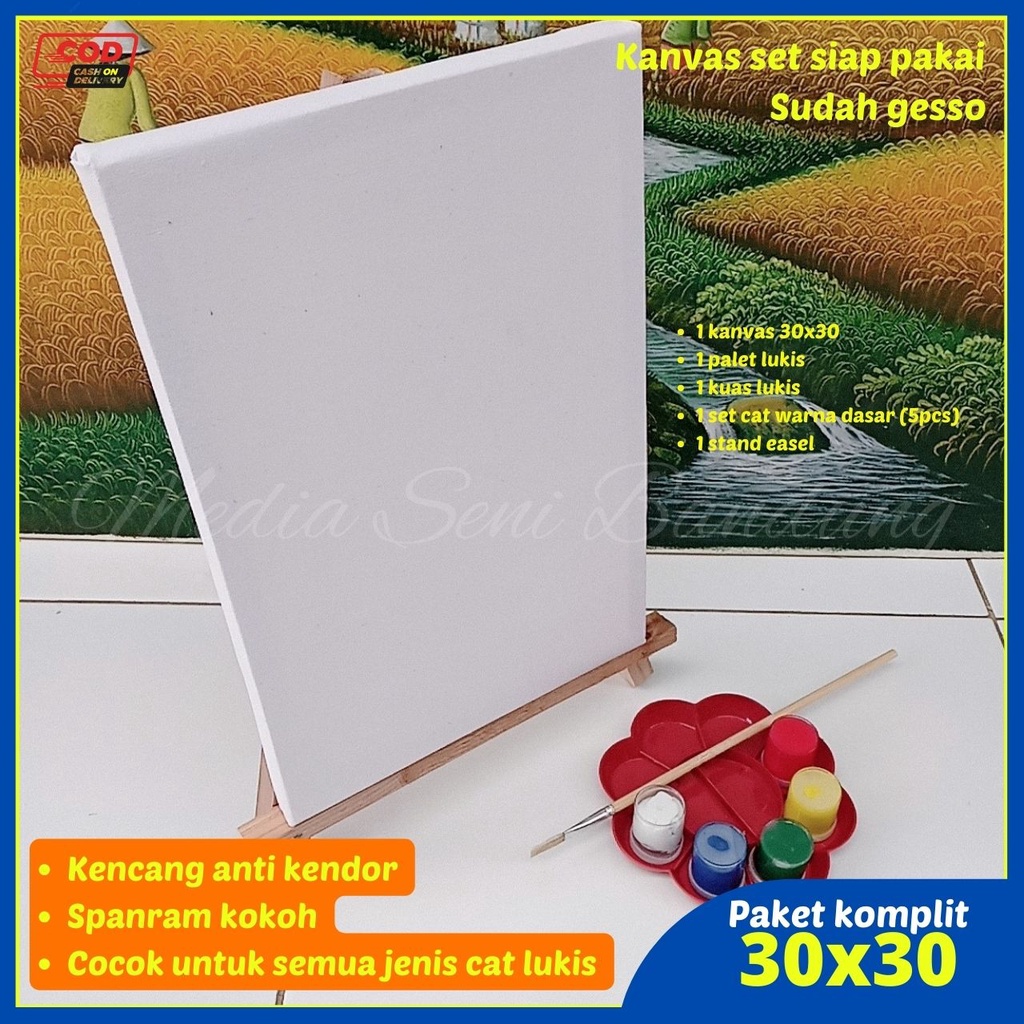 

Paket Kanvas Canvas Alat Lukis Melukis 1Set Lengkap Komplit Anak Kecil Mini Sketsa Murah Tebal Premium Siap Pake Cat Palet Kuas Easel 20x30 30x30 30x40 cm Prapatan