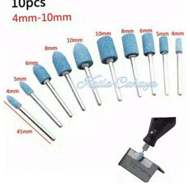 ✅Populer 10pcs mata Bor Batu asah Amplas gerinda tuner mini drill Dremel - Blue