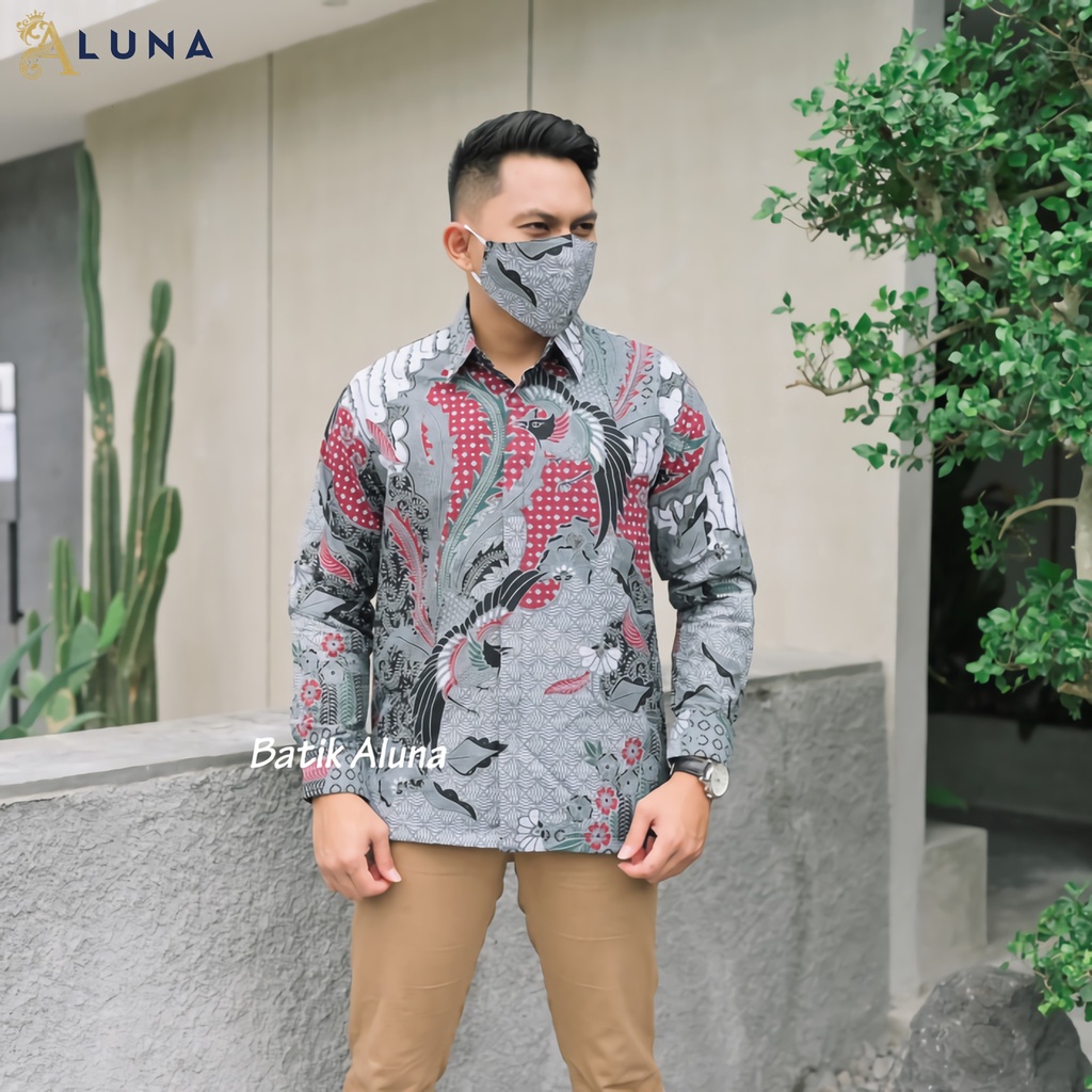 KEMEJA BATIK PREMIUM PRIA SOLO MOTIF KAWUNG KOMBINASI LENGAN PANJANG REGULAR FURING KATUN PCW 108