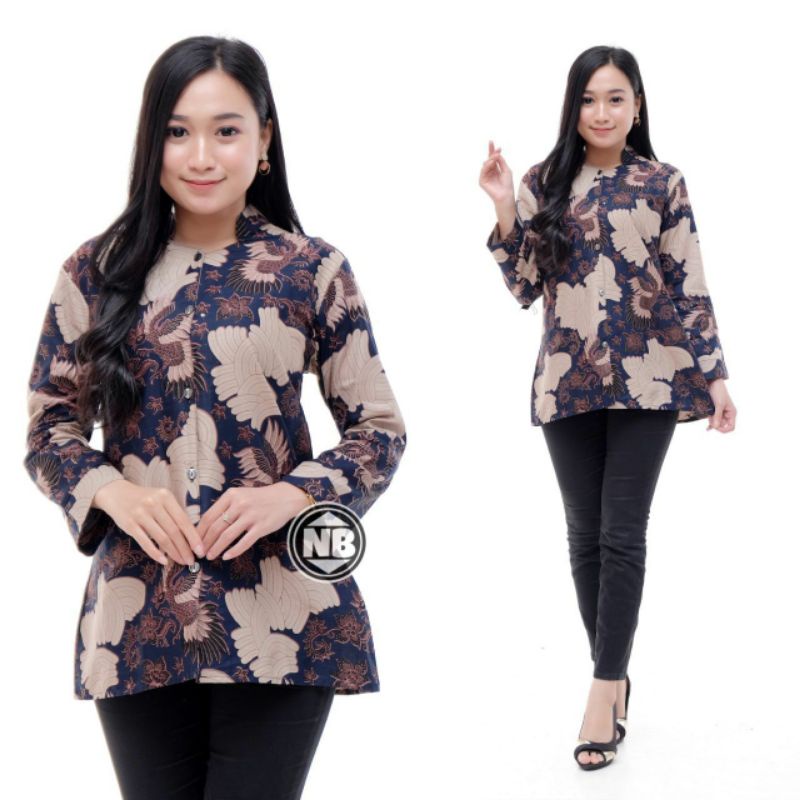 ATASAN BATIK WANITA LENGAN PANJANG BLOUSE KANCING DEPAN ,,, MOTIF BATIK-NB1