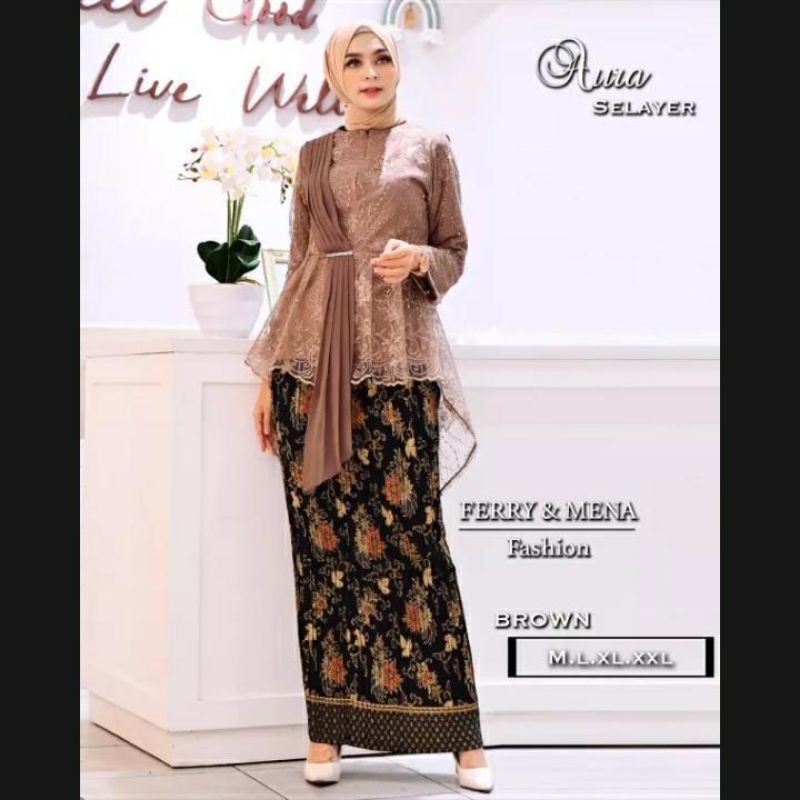 Selendang Lesti Ferry Mena/Set Kebaya selendang/kebaya modern/kebaya wisuda/kebaya Aurora Selayar