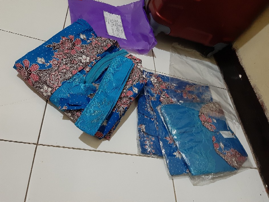 Sarimbit Keluarga Batik Dress Terusan Wanita Kd Melati Dasar Warna Biru