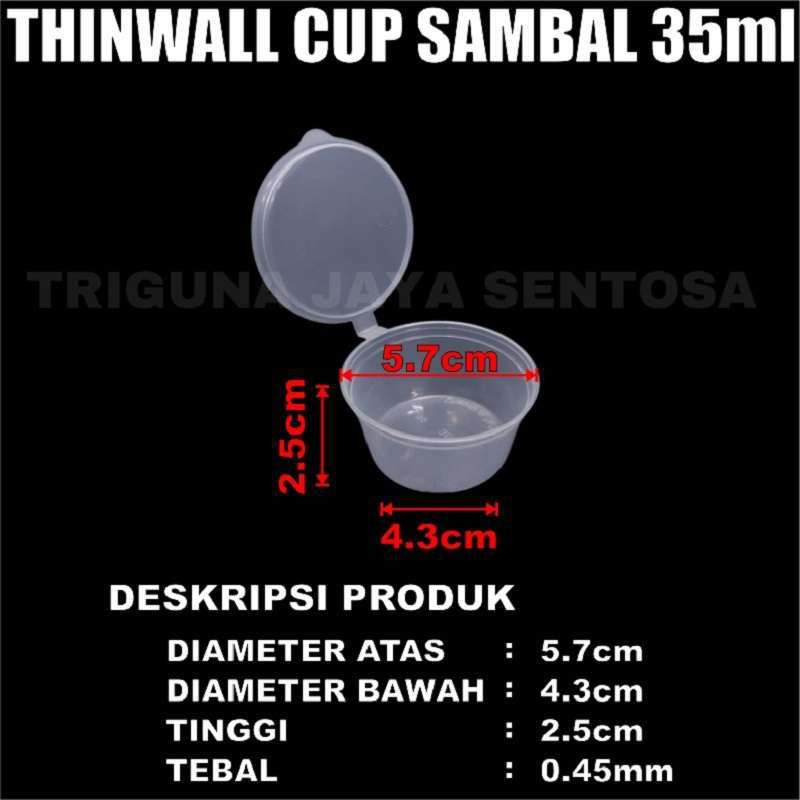 Thinwall Cup 35ml Tempat Sauce Saus Saos Container Sambal Sambel Slime Cup Plastik 35 ml Murah