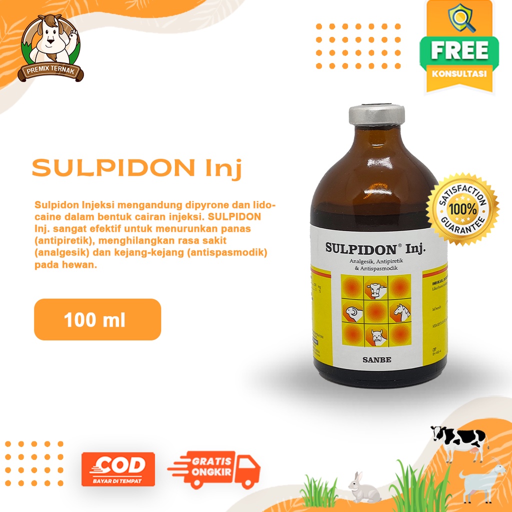 SULPIDON 100ML &amp; SULPIDON 50ML SANBE - Obat Pereda Sakit Hewan Analgesik Antipiretik Antispasmodik Sapi Kambing Domba