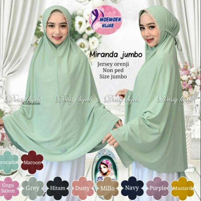 Miranda jumbo/khimar size jumbo syantik/kerudung bergo non ped/khimars syantik bordir