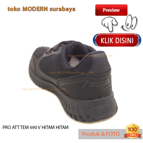 Sepatu anak sekolah sepatu sneaker velcro PRO ATT TEM 690 V HITAM HITAM