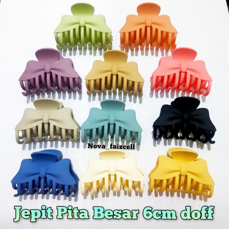 Jepit Rambut Motif Pita Besar 6cm doff Import.