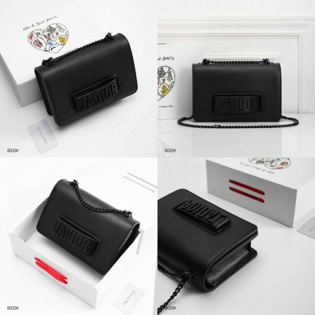 SELEMPANG CHRISTIAN DIOR JADIOR SO BLACK MEDIUM BAG WITH MAGNETIC BOX 8033