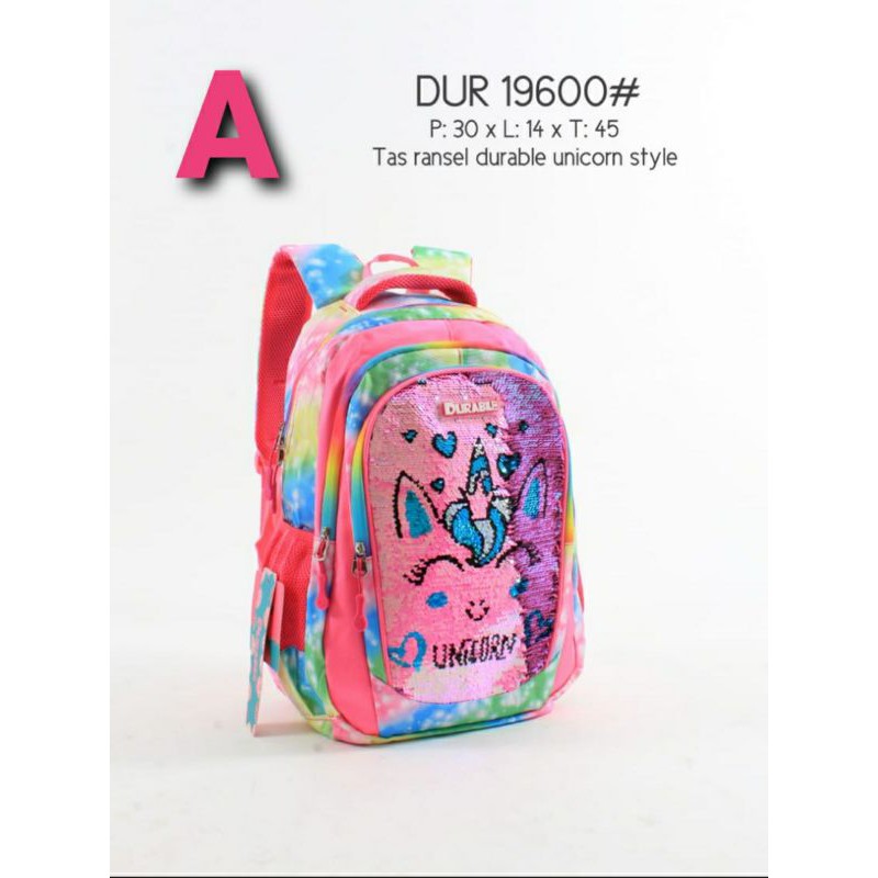 Tas Cewek Ransel Durable Unicorn LOL Sequin Kanvas