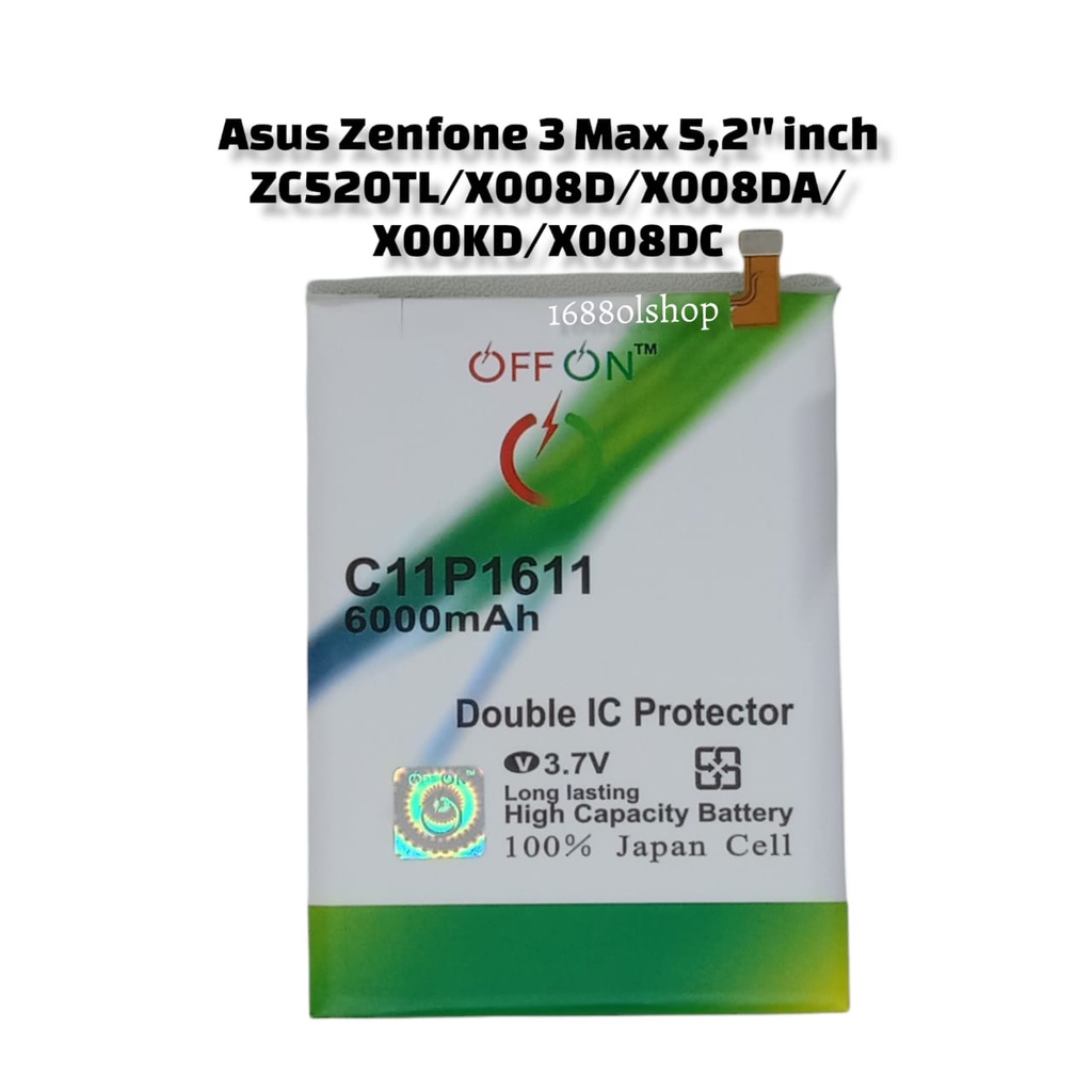 Baterai Asus Zenfone 3 Max 5.2 inch  ZC520TL X008D X008DA X008DA X00KD  X008DC  C11P1611 Doublepower
