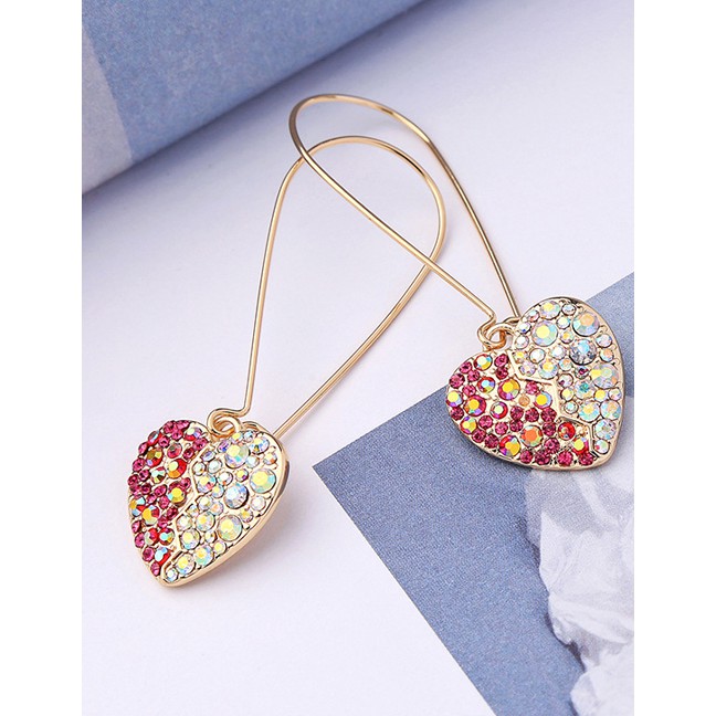 LRC Anting Tusuk Fashion Gold Heart-shaped Diamond Earrings F53442