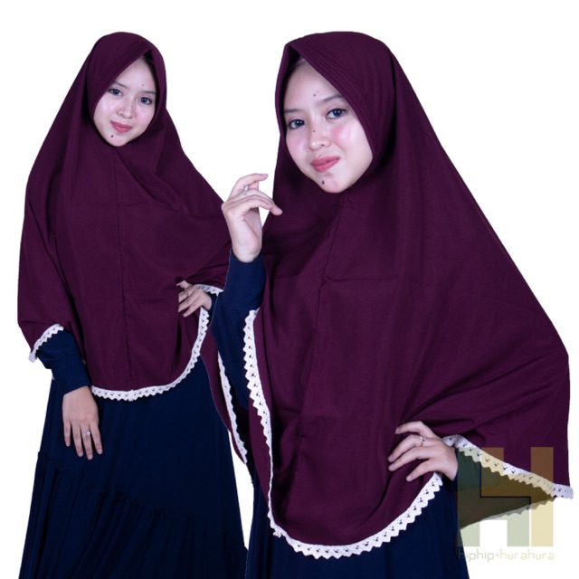 jilbab instan syari pet antem jumbo L LACE / hijab antem / khimar instan R.18