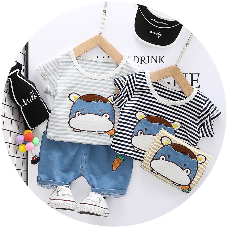 Baju set anak / Baju set kaos setelan anak anak laki laki cowok perempuan bayi balita premium impor