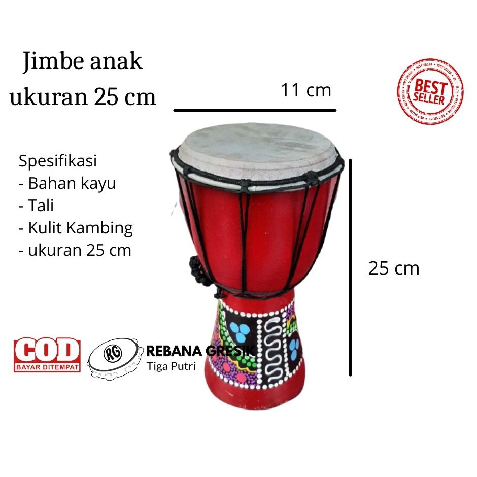 Alat Musik Tradisional Jimbe 25 cm alat musik darbuka djimbe murah