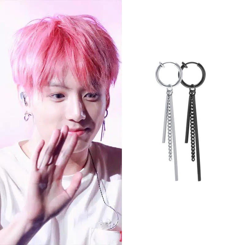 EE0391 - Anting Gantung Jepit Tanpa Tindik Pria Wanita Kpop Korea BTS EXO NCT DAY6 SKZ GOT7 Daniel Enhypen Treasure Day6 BigBang