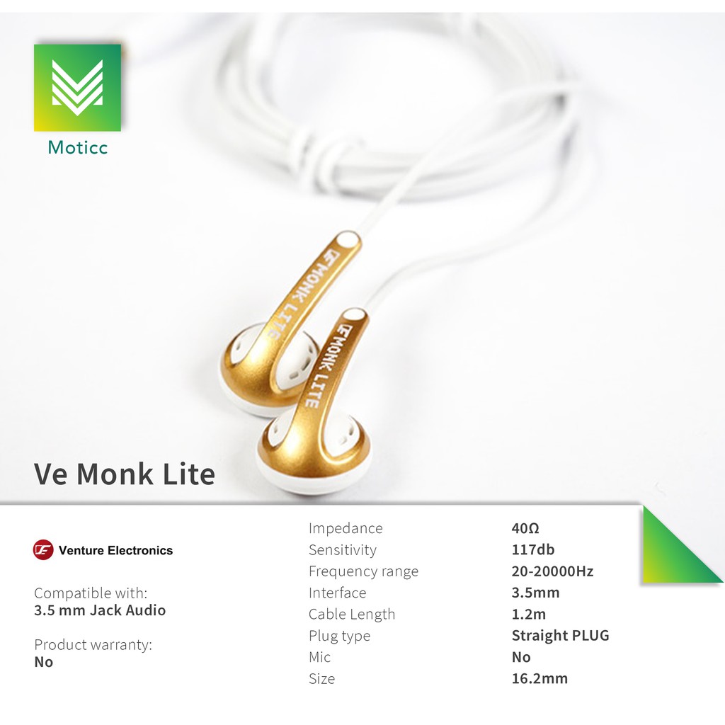 Venture Electronics Ve Monk Lite Earbud Hifi Earphone VeMonk