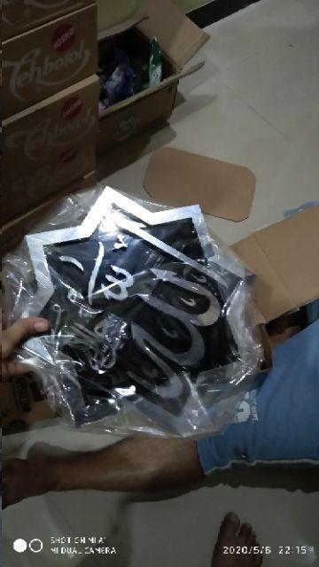 Kaligrafi Lafadz Allah & Muhammad Bahan Stainless Steel Dilapis Spoon Dengan Alas Acrylic