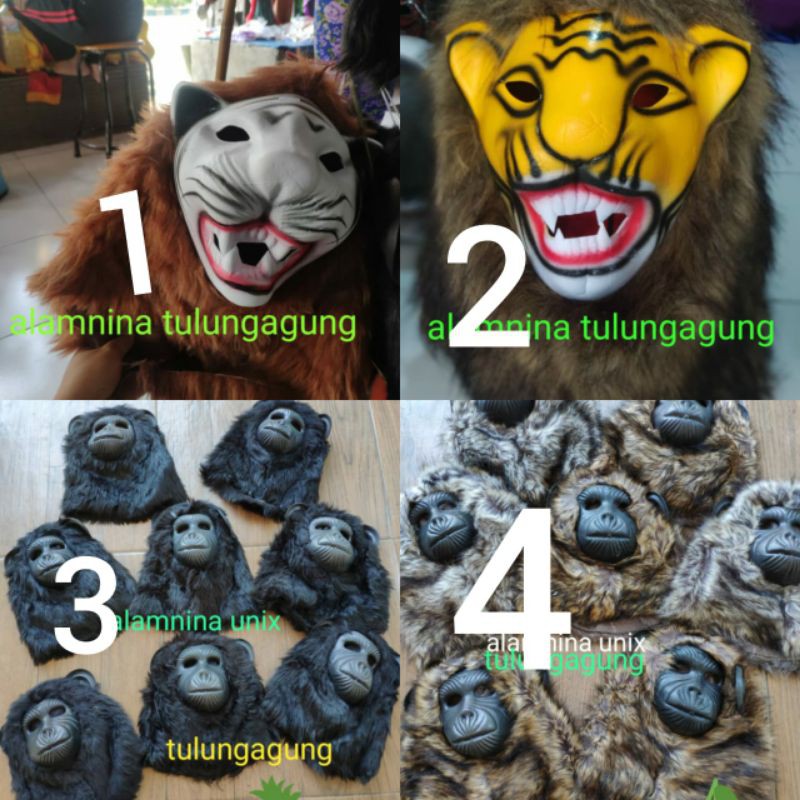 topeng monyet macan singa harimau bulu bulu