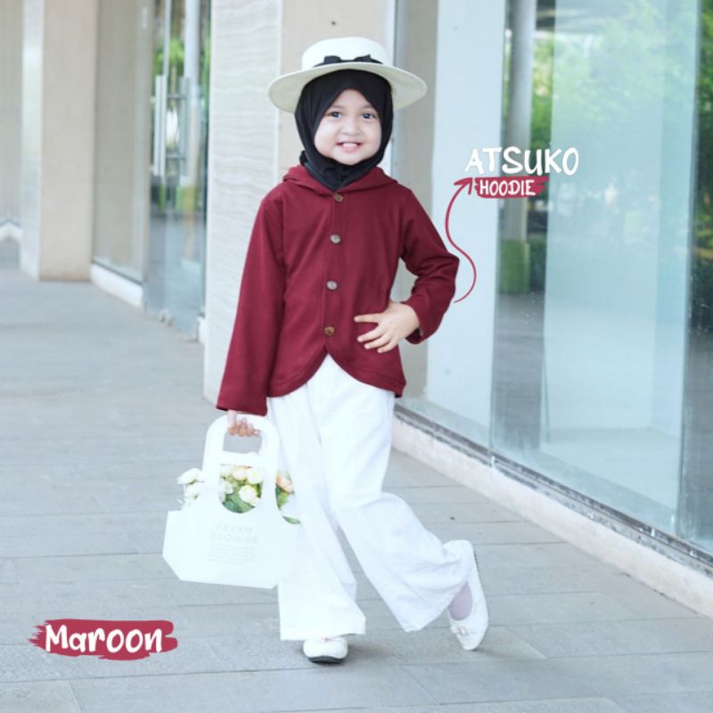 Nauree - Setelan Hoodie Atsuko Warna Terbaru Untuk Anak Perempuan Umur 1 2 3 4 5 6  Tahun Bahan Cotton Combad 30s Lembut Halus Premium Tebal Adem Nyaman Dipakai Menyerap Keringat Jogger Set Jahitan Rapih Model Lucu Untuk Jalan Jalan