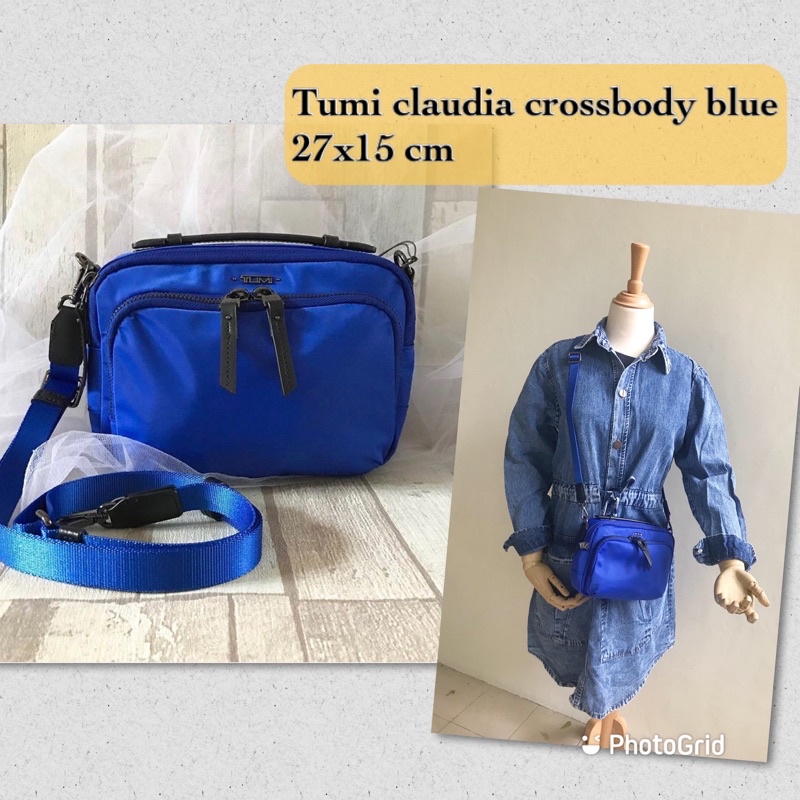 Tas selempang wanita TUMI original claudia nylon crossbody blue