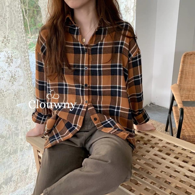 Janson Oversize Shirt Premium Cotton Kemeja Wanita Kotak Kotak Super Adem Busui Friendly