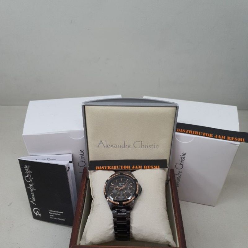 Jam Tangan Wanita Alexandre Christie AC2841BF AC 2841 BF AC2841 BF AC 2841BF Black Ring Rose Gold
