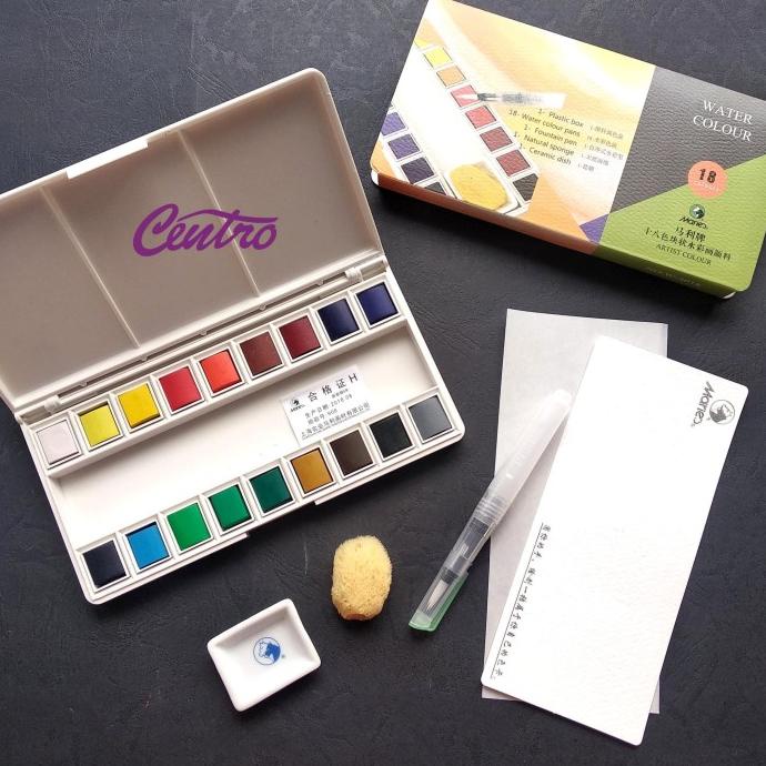 

+++++] Maries Watercolour Pocket Box Set 18 Solid Watercolor Cake