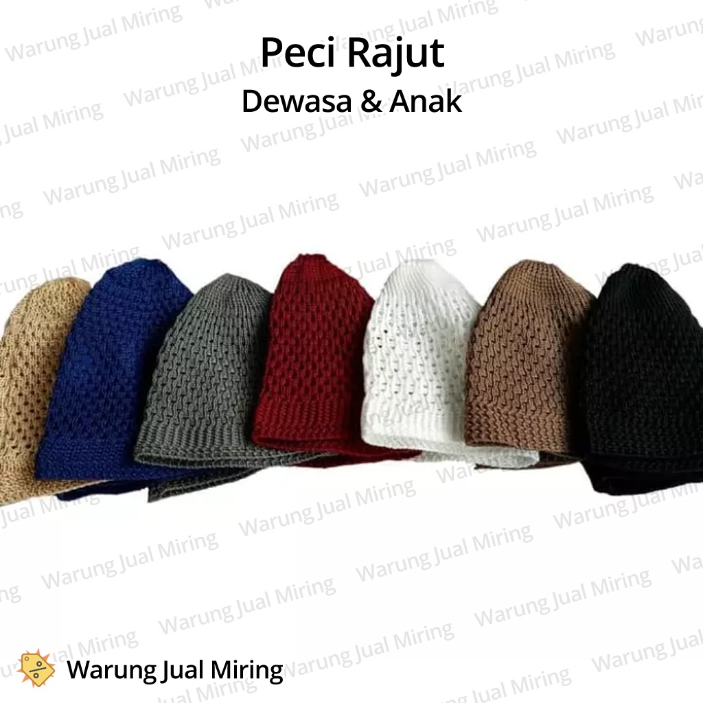 Peci Rajut Nanas Kupluk Dewasa &amp; Anak Polos Warna Hitam Putih Coklat Abu SD SMP SMA Remaja Tanggung Dewasa Pria Laki Cowo Cowok Haji Sholat Ibadah Muslim Kopiah Topi Grosir Murah Lurik Arifin All Size Melar Usia Umur Tahun Kelas 1 2 3 4 5 6 7 8 9 10 11 12