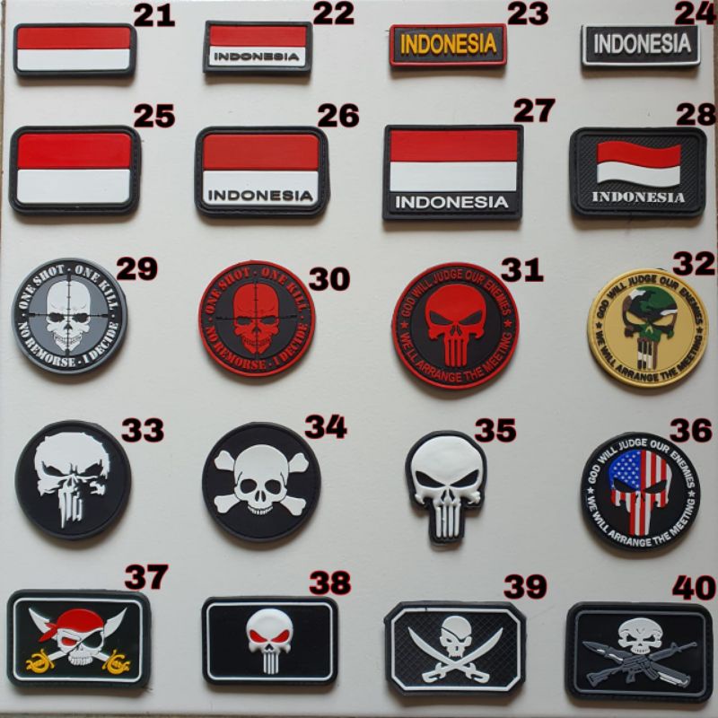 PATCH RUBBER LOGO TENGKORAK/SKULL/FUNISER/GODWILL/TACTICAL/RUBBER PATCH TENGKORAK/TEMPELAN EMBLEM KARET VELCRO