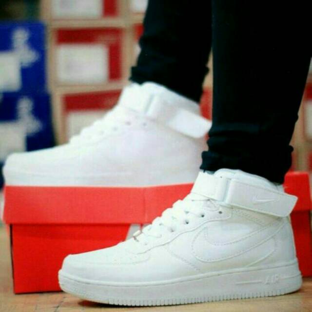 Sepatu Nike Force FullWhite Putih Polos Sneakers Olahraga Dance Gym Jogging Basket Fitnes Wanita