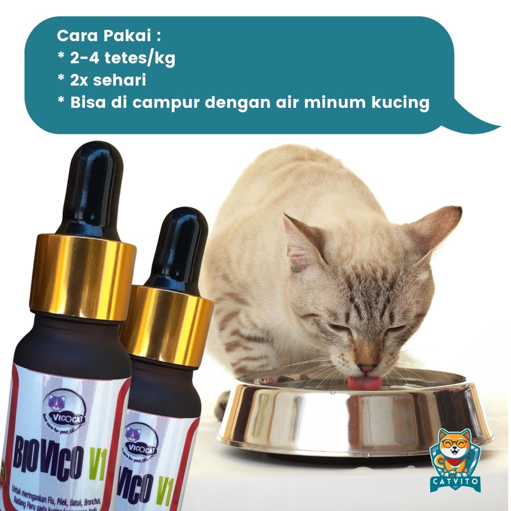 obat flu kucing BIOVICO V1 Antibiotik Pernafasan Kucing Obat Pilek Batuk Kitten Demam Anak Kucing Menyusui Hamil Sariawan Bau Mulut