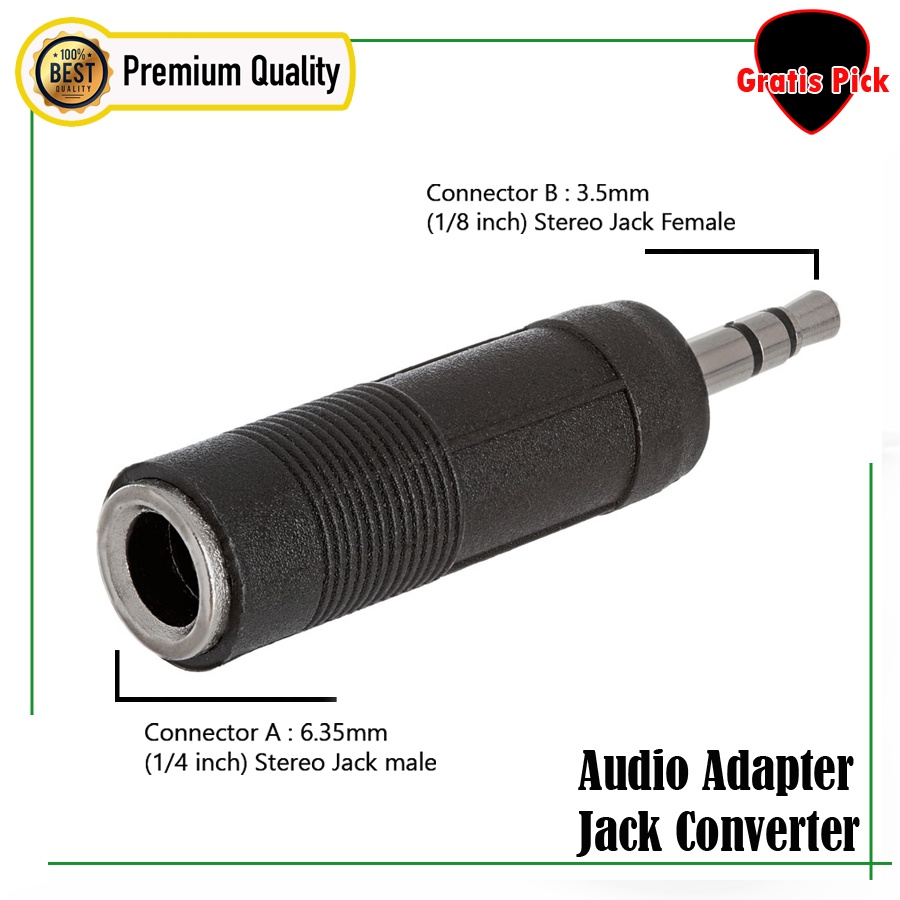 Audio Converter Jack 6.5mm to 3.5mm Adapter Jack Gitar